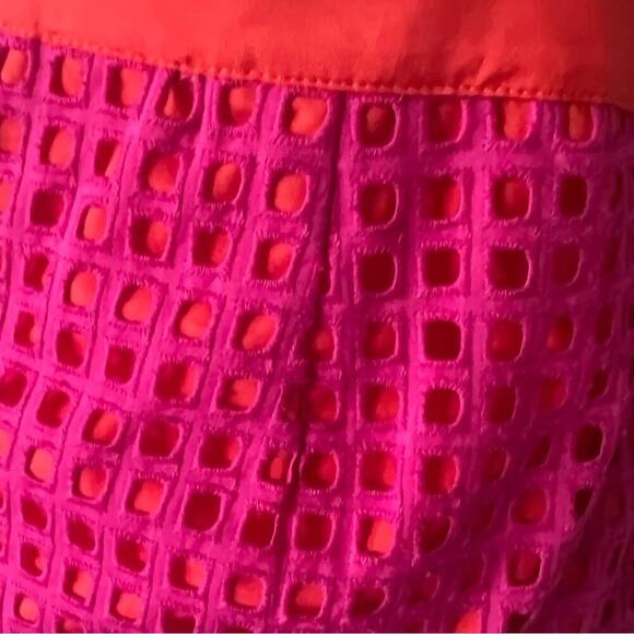 Talbots Geometric Cut Out Overlay Pink and Orange Pencil Skirt- Size 4 P - Picture 6 of 10